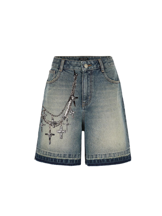 fear none denim shorts